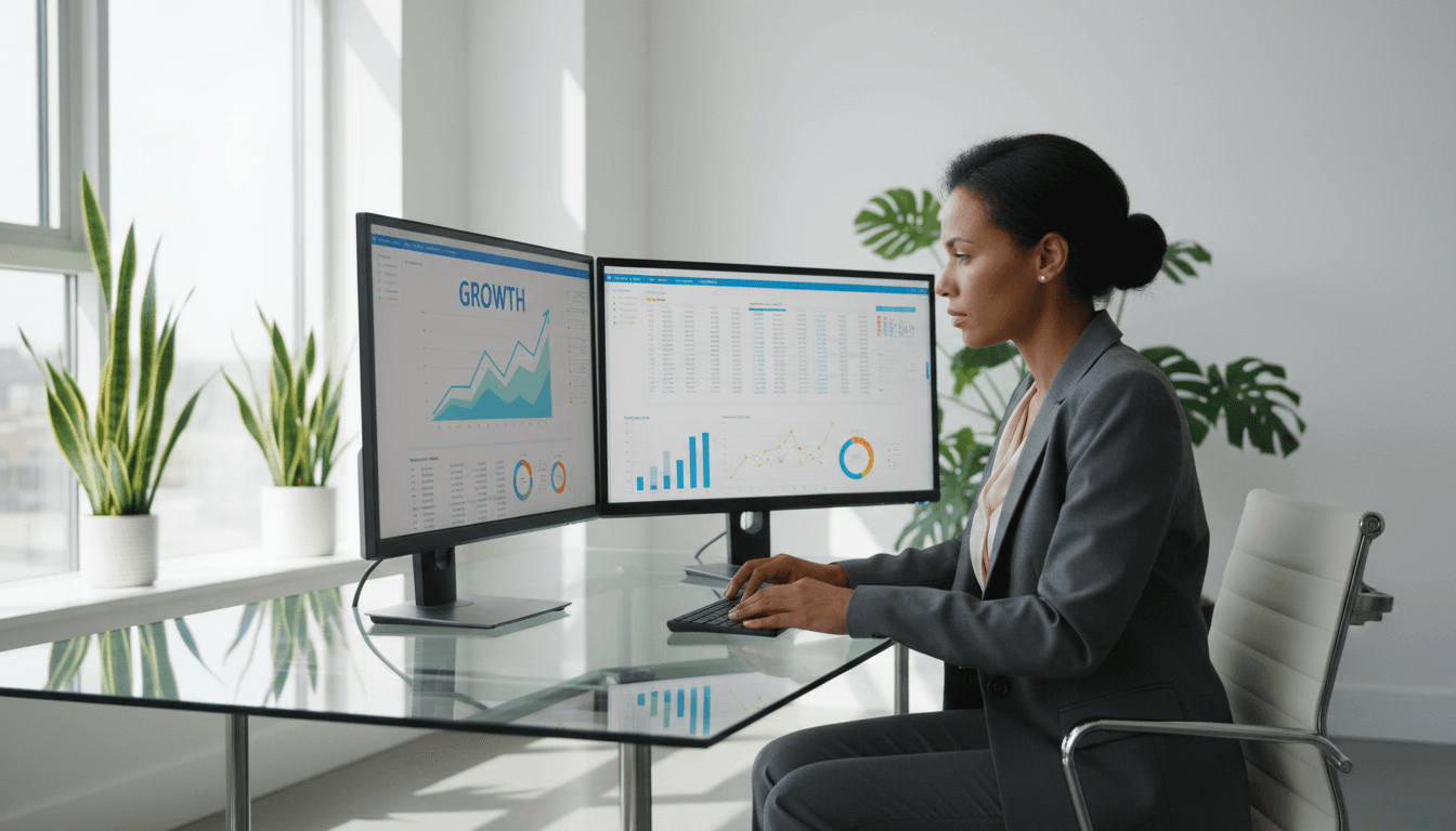 Comptable examinant des analyses d'entreprises pour élargir son portefeuille clients